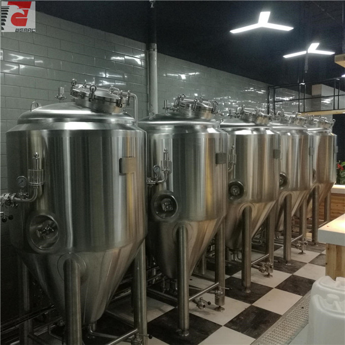 Beer brewhouse and fermentation tanks microbrewery